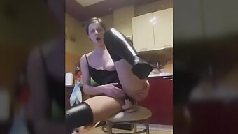 Horny Chick Enjoys Chair Riding And Masturbation With Dildo