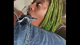 Sensual Black Beauty Sucks And Swallows During Work Call