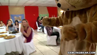 Join The Festivities With The Renowned Dancing Bear, Featuring A Mature Brunette And Blonde Babe!