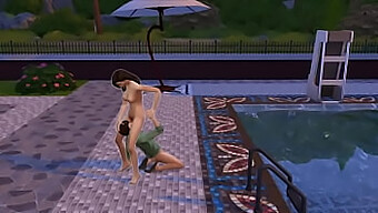 A Young Man Aggressively Has Sex With A Voluptuous Maid Beside The Swimming Pool