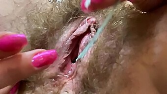 Blonde Beauty'S Intense Orgasm: Close-Up Of Hairy Pussy And Squirt