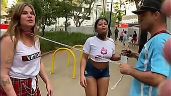 Sao Paulo Women On Leashes Showing Off Their Assets In The City